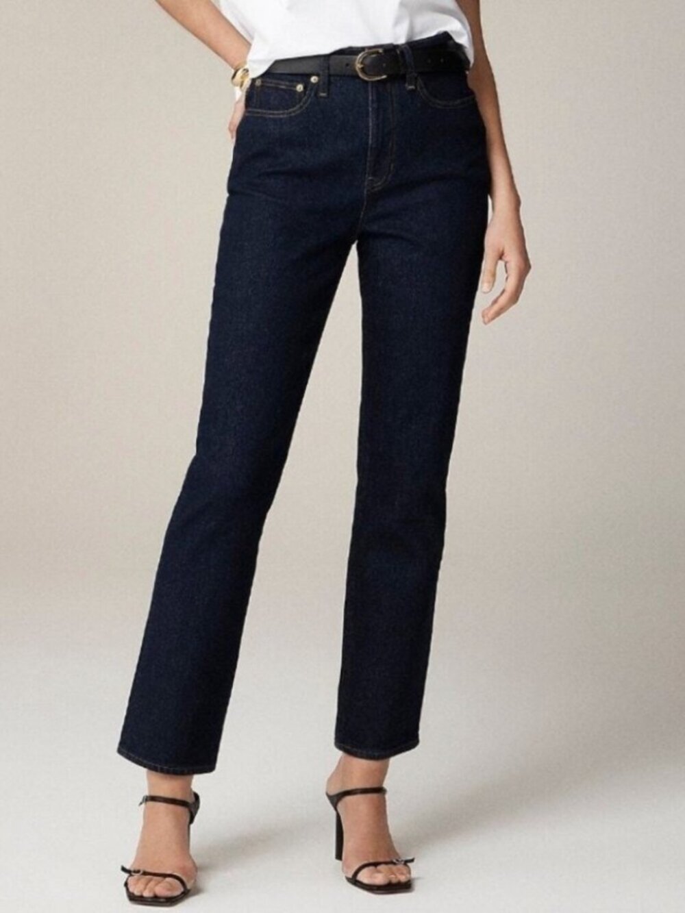 J. Crew Classic Straight Jeans Dark Wash Blue Stretch Denim High Rise Size 27